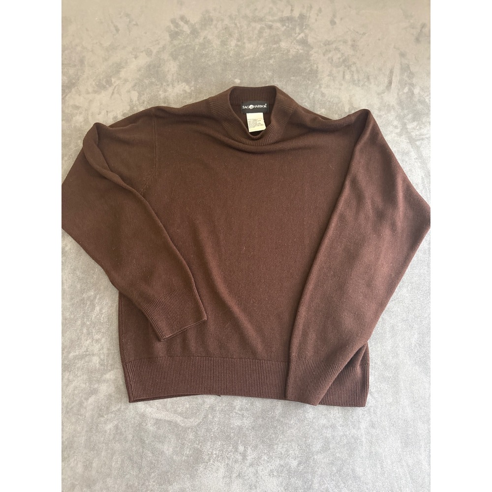 Brown Mock Neck Sweater Long Sleeve Knit F83050 Large